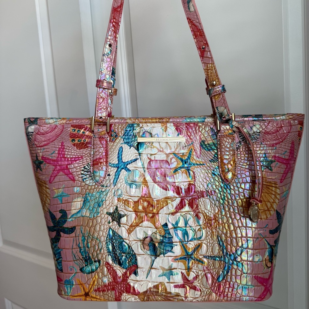 Brahmin Medium Asher Tote Starlight Ombre Seashell Melbourne Leather - Picture 8 of 8